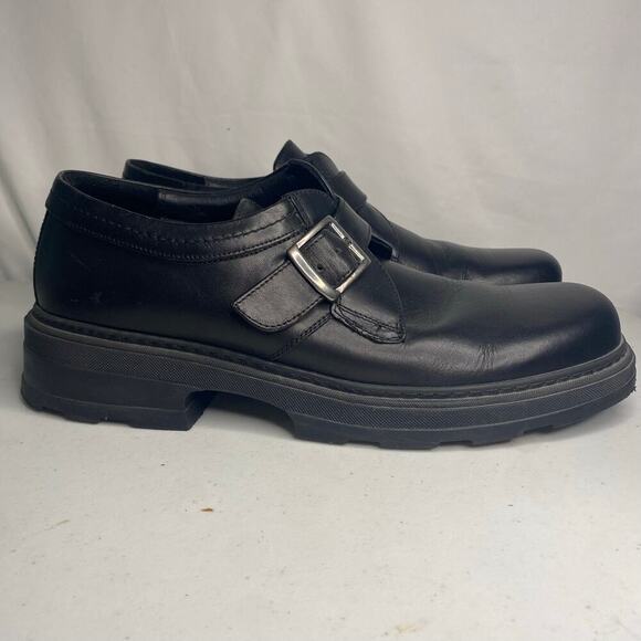 Men's Clarks Made In Italy Leather Black Dress Shoes Buckle Square Toe Size 10.5 - Picture 8 of 16